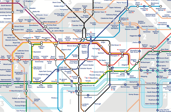A picture of the map of the London Underground
