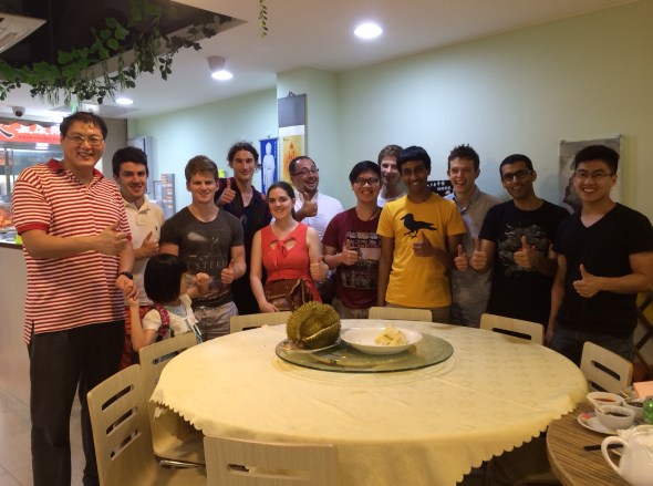 Thumbs up and mug for the camera!