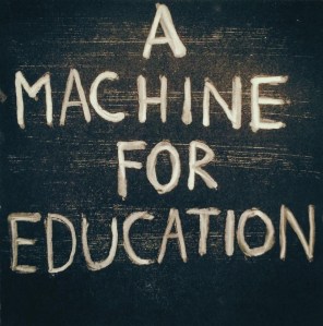 "Machine". Mono print on lino with wooden tools. (C) Nick Falkner, 2014