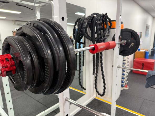 A set of racked weights